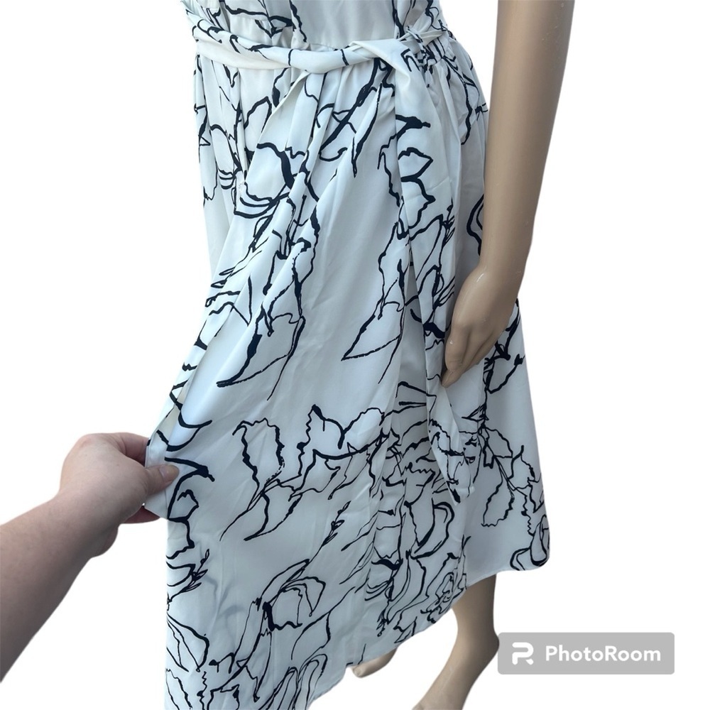 Poetic Bloom White Black Floral Shirt Button Down Dress - Picture 10 of 13